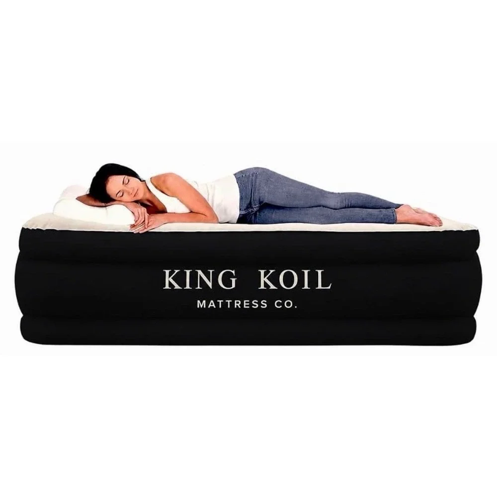 King Koil Luxury Air Mattress Cal King Size with Built-in Pump for Home, 20